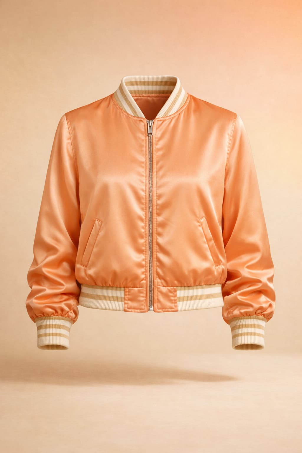 Apricot Satin Bomber