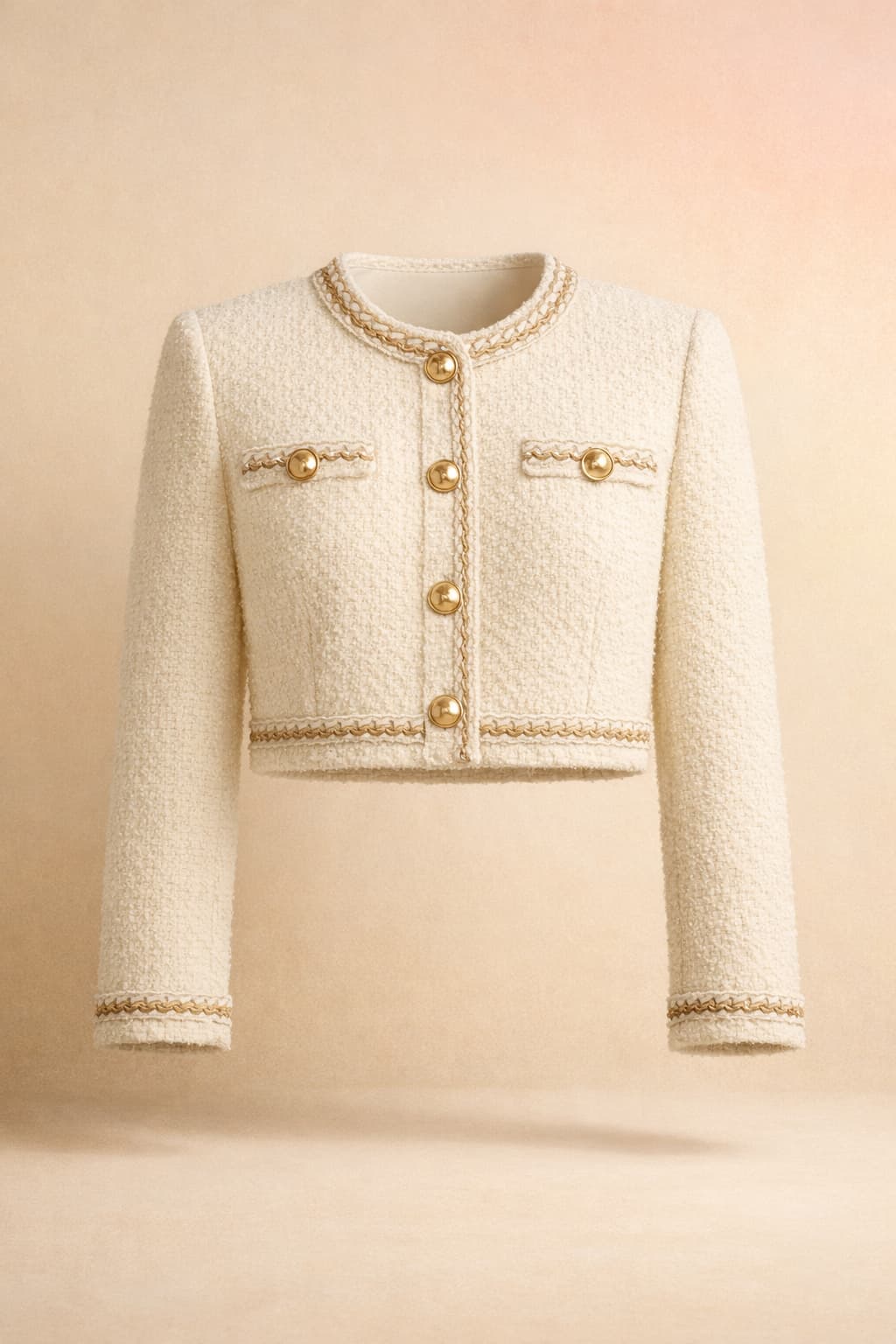 Cream Boucle Cropped Jacket