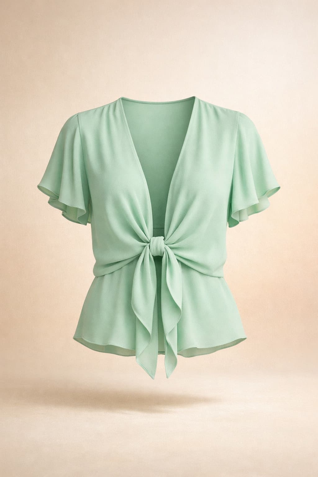 Mint Tie-Front Blouse