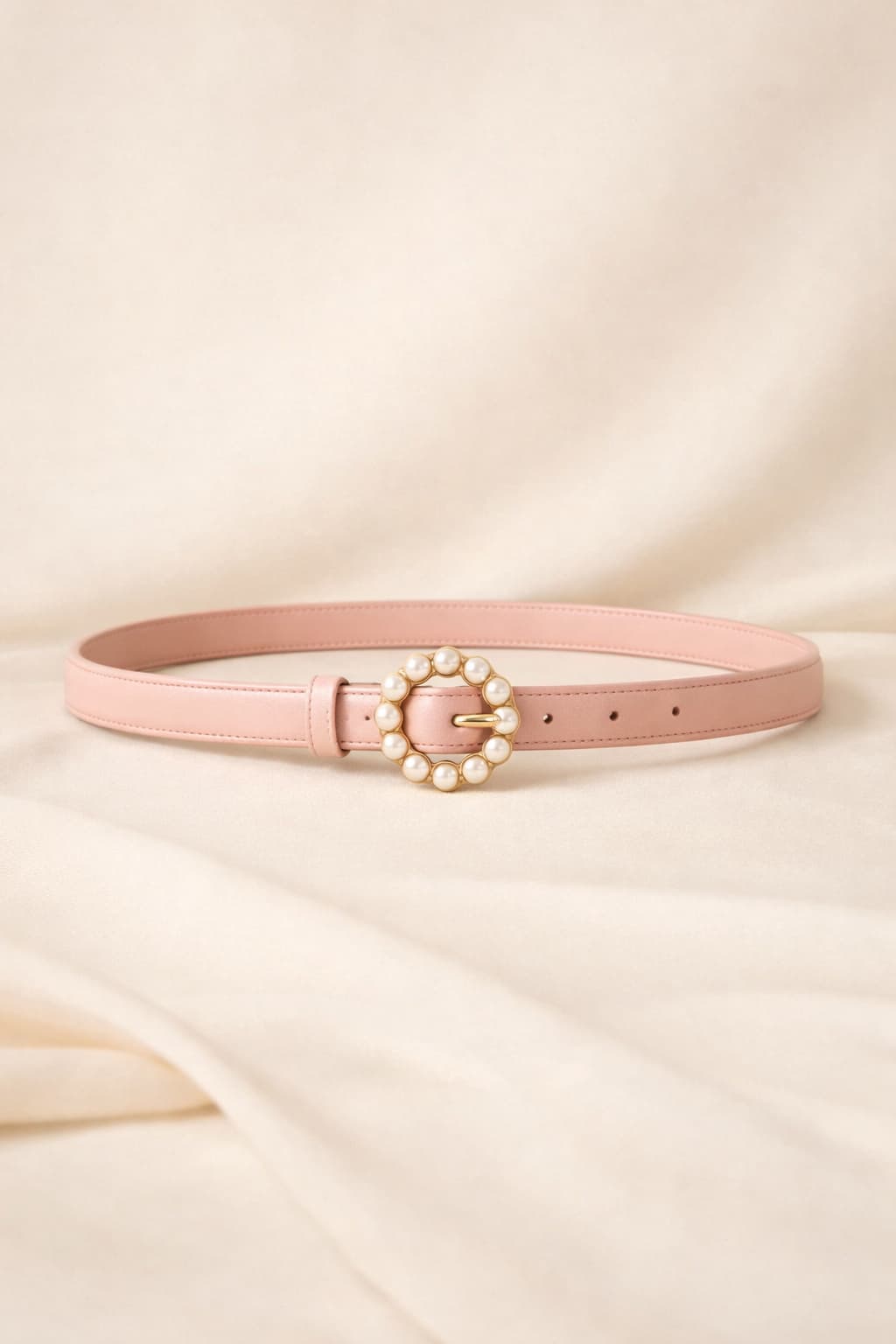 Pearl Buckle Skinny Belt