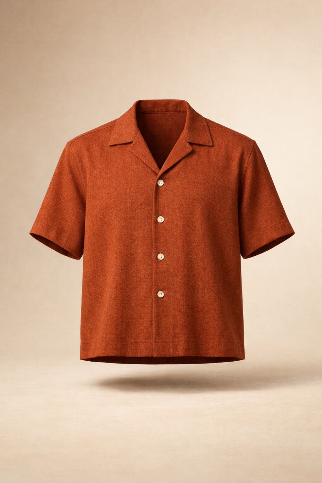 Rust Cuban Collar Shirt